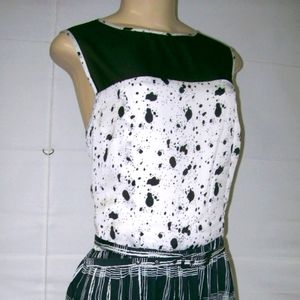 BCBG Dress Silky Black & White Sleeveless  New M